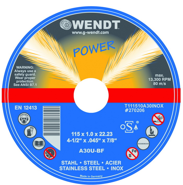 Отрезные круги G-Wendt Power нержавеющая сталь
